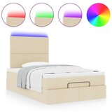 vidaXL Otomanski posteljni okvir z vzmetnico krem 120x200 cm blago | Shoptok.si