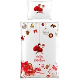 XMAS OBOJESTRANSKA POSTELJNINA Christmas Collection 140/200 cm saten rdeča, bela | Shoptok.si