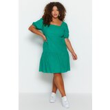 Trendyol Curve Plus Size Dress - Green - Skater Cene
