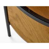 Unique Furniture Okrogla klubska mizica s stekleno mizno ploščo v naravni barvi ø 84 cm Hassel – | Shoptok.si