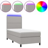 Maison Chic Box spring postelja - Vzmetna postelja z vzmetnico LED sv. siva 100x200 cm blago SL22216, (21904040) Cene