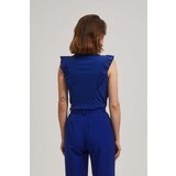 Marisse Blue Ribbed Blouse With Ruffles | shoptok.hr