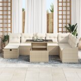  9-komponentni vrtni set sofa s jastučićima Bež Poli Ratan | shoptok.hr