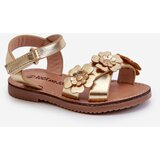 Boto Children's sandals adorned with flowers, fastened with velcro, golden Fagossa | ePonuda.com