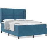 Box Spring Krevet s Madracem Tamno Plavi 140x200 cm Baršun | shoptok.hr