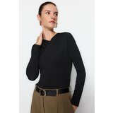 Trendyol Black Collar Detailed Knitted Body with Snap fastener Cene
