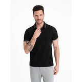 Ombre Men's pique knit polo shirt without buttons - black | Shoptok.si