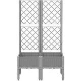 vidaXL Cvetlično korito z oporno mrežo svetlo sivo 80x40x142 cm PP | Shoptok.si