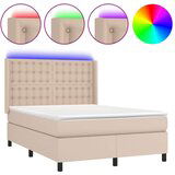  Box spring postelja z vzmetnico LED kapučino 140x200 cm, (20897110) | Shoptok.si