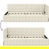  Kutni okvir kreveta s uzglavljem Krema 90 x 200 cm Baršun | shoptok.hr