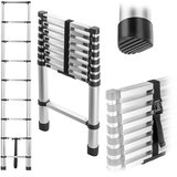 KADAX aluminijasta teleskopska gospodinjska lestev, raztegljiva, zložljiva, 9 stopnic, 125 kg, (5000346191) | Shoptok.si