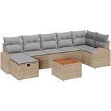 vidaXL Vrtna sedežna garnitura z blazino 8 pcs Bež Poly ratan, (5000144524) | Shoptok.si
