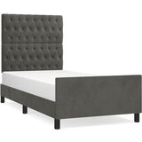 The Living Store Posteljni okvir z vzglavjem temno siv 90x200 cm žamet - Posteljni Okvir Z Vzglavjem, (21488651) | Shoptok.si