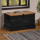 vidaXL Skrinja za shranjevanje HALDEN črna 91x48x47cm Masivni les, bor | Shoptok.si