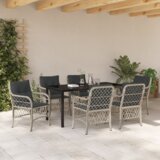 vidaXL 7-dijelni vrtni blagovaonski set s jastučićima svjetlosivi poli ratan | shoptok.hr