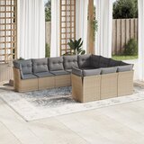 vidaXL 10-dijelni set vrtnih sofa s jastucima bež od poliratana Cijene