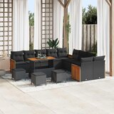  Sjedeća garnitura za vrt s jastukom 14 pcs Crna | Eponuda.com