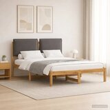  Krevetni okvir s tapiciranim uzglavljem - Bijelo prana i svijetlosiva 160 x 200 cm | shoptok.hr