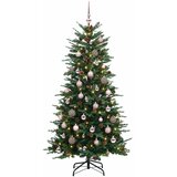  Umjetno božićno drvce s nogom 150 cm 150 LED lampica - Zelena 150 cm s LED-ima i ružičastim lopticama | shoptok.hr