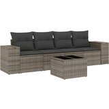 Maison Chic Seti vrtnega pohištva - Vrtna garnitura - Vrtni pohištvo set 5-delna z blazinami siv poli ratan, (21814266) | Shoptok.si