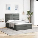 vidaXL Otomanski posteljni okvir z vzmetnico siv 140x190 cm blago | Shoptok.si