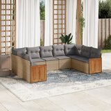vidaXL 9-dijelni set vrtnih sofa s jastucima bež od poliratana | shoptok.hr