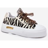 Boto Women's Sneakers On Massive Platform With Decorative Lacing Zebra Black-Beige Zidora | shoptok.hr