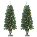 vidaXL Umjetna božićna drvca 2 kom 100 LED žarulja zeleno 120 cm | shoptok.hr