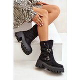 Boto Women's Ankle Boots On Chunky Heel With Buckles And Strap Black Nerelisa | shoptok.hr