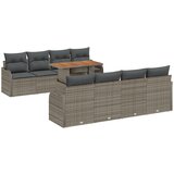 vidaXL 9-dijelna vrtna garnitura s jastučićima, siva poli ratan akacija, 2-sjedalo vrtna sofa s jastučićima, siva poli ratan Cijene