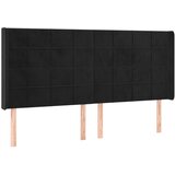 Maison Chic posteljno vzglavje - vzglavna omarica - nočna omarica z ušesi črno 163x16x118/128 cm žamet, (21708545) | Shoptok.si