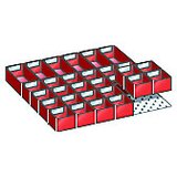 LISTA Komplet razdelilnikov za predal z merami 459 x 459 mm, za majhne dele, 24 + 6 vstavnih posod, višina sprednjega dela 50 mm | Shoptok.si