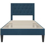  Krevetna konstrukcija s uzglavljem Plava 90 x 200 cm Baršun | shoptok.hr