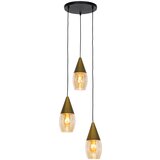 QAZQA Moderna viseča svetilka zlata z jantarnim steklom 3-light - Drop Cene