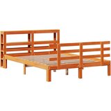 vidaXL Okvir kreveta s uzglavljem voštano smeđi 150x200 cm od borovine | shoptok.hr
