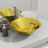 vidaXL Umivalnik keramičen 42x14 cm zlat | Shoptok.si