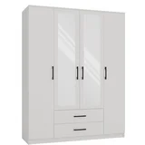 TOP E SHOP Stylish White Romana Wardrobe 160x205 cm with Mirror for Modern Bedrooms, (21738674)