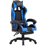 vidaXL Racing stol z oporo za noge modro in črno umetno usnje | Shoptok.si