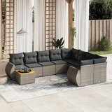Maison Chic Seti vrtnega pohištva - Vrtna garnitura - Vrtni pohištvo set 10-delna z blazinami siv poli ratan, (21812490) | Shoptok.si