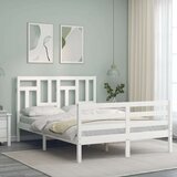  Za krevet s uzglavljem bijeli 140x200 cm od masivnog drva | shoptok.hr