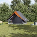 vidaXL Kamperski šotor A-Frame za 3 osebe Vodoodporen Siva in oranžna | Shoptok.si