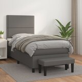  The Living Store Box spring postelja z vzmetnico siva 90x200 cm umetno usnje - Box Spring Postelja, (21515549) Cene