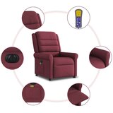 vidaXL Električni masažni naslanjač vinsko rdeče blago | Shoptok.si