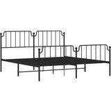 Metalni okvir kreveta s uzglavljem i podnožjem crni 183x213 cm | shoptok.hr