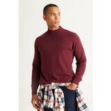 AC&Co / Altınyıldız Classics Men's Burgundy Standard Fit Normal Cut Half Turtleneck Knitwear Sweater Cene