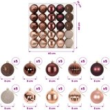 Set božićnih kuglica 50 kom. Boja šampanjca i smeđa 8 cm | shoptok.hr