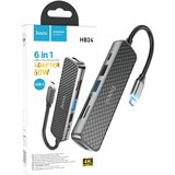 Hoco Konverter USB HUB type C to HDMI/USB3.0/USB2.0/SD/ TF/PD - HB24 Easy display, Sivi Cijene