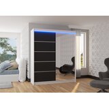 ADRK Drsna omara CARO z ogledalom in LED osvetlitvijo, 180 cm - BELA-ČRNA | Shoptok.si