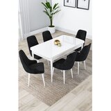 Hanah home trpezarijski set Lia, sto na razvlačenje i 6 stolica, bela ploča, crna tkanina Babyface | Eponuda.com