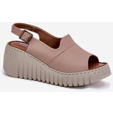 ARTIKER Ladies Sandals Made Of Natural Leather On Wedge Dark Beige | Shoptok.si
